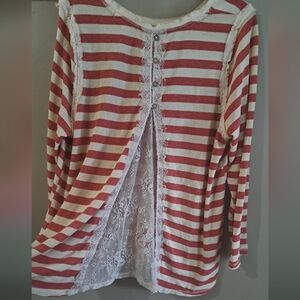 Vintage REWIND frayed edge lace panel boho top